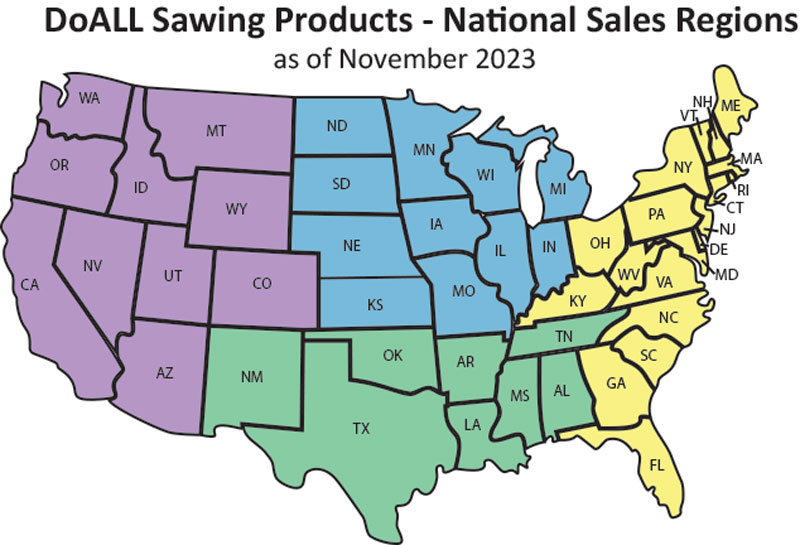 DoALL National Sales Regions